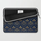 Elegant Fleur-de-lis pattern - Gold and deep blue Laptop Sleeve Gallery Image 2