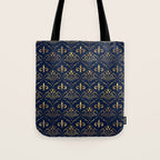 Elegant Fleur-de-lis pattern - Gold and deep blue Tote Bag Gallery Image 1