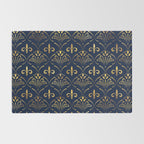 Elegant Fleur-de-lis pattern - Gold and deep blue Rug Gallery Image 2