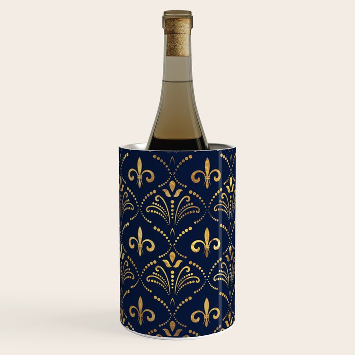 Elegant Fleur-de-lis pattern - Gold and deep blue Wine Chiller Gallery Image 2
