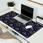 Elegant Fleur-de-lis pattern - Gold and deep blue Desk Mat Gallery Image 2