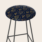 Elegant Fleur-de-lis pattern - Gold and deep blue Stool Gallery Image 2