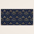 Elegant Fleur-de-lis pattern - Gold and deep blue Desk Mat Gallery Image 3