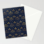 Elegant Fleur-de-lis pattern - Gold and deep blue Stationery Card Gallery Image 2