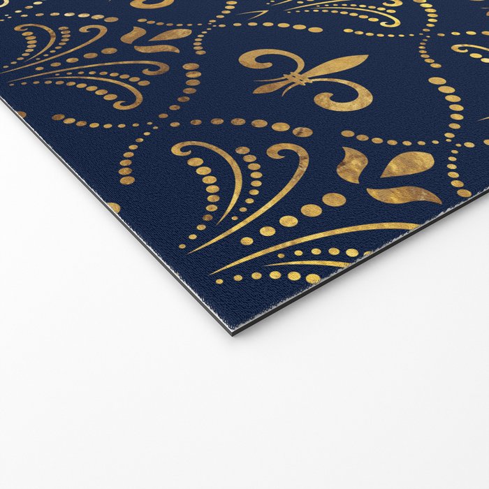 Elegant Fleur-de-lis pattern - Gold and deep blue Welcome Mat Gallery Image 2