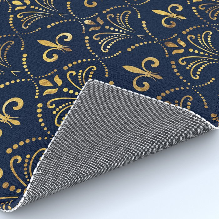 Elegant Fleur-de-lis pattern - Gold and deep blue Rug Gallery Image 4