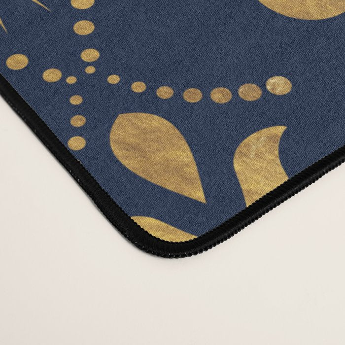 Elegant Fleur-de-lis pattern - Gold and deep blue Desk Mat Gallery Image 4