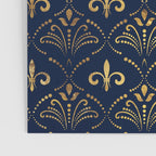 Elegant Fleur-de-lis pattern - Gold and deep blue Poster Gallery Image 3