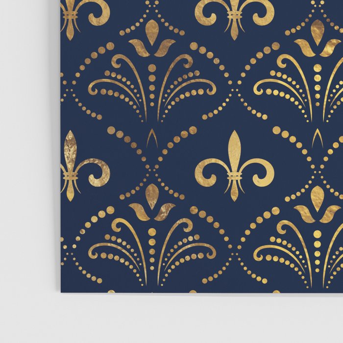 Elegant Fleur-de-lis pattern - Gold and deep blue Poster Gallery Image 3