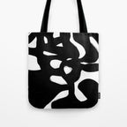 Maze Black & White Minimalist Abstract Mid century Ink Art Dark Brush Strokes Tote Bag Gallery Image 1