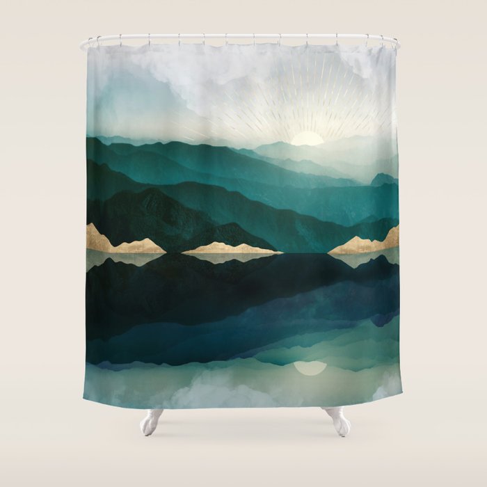 Waters Edge Reflection Shower Curtain Gallery Image 1