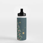 Elegant Christmas Tree with Pink Bows and Golden Stars on Deep Teal Water Bottle Gallery Image 2