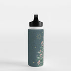 Elegant Christmas Tree with Pink Bows and Golden Stars on Deep Teal Water Bottle Gallery Image 3