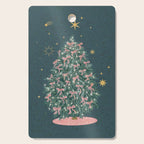 Elegant Christmas Tree with Pink Bows and Golden Stars on Deep Teal Cutting Board Gallery Image 1