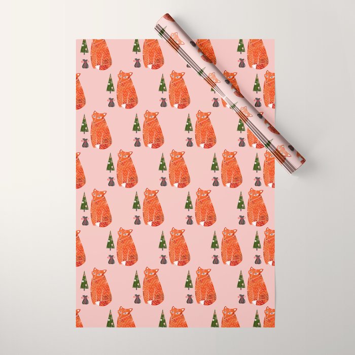 Christmas fox - illustration Wrapping Paper Gallery Image 1