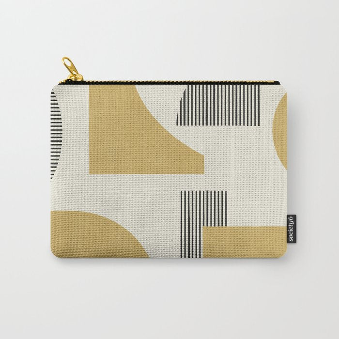 Abstract Lines Composition - Gold Yellow Carry All Pouch Gallery Image 1