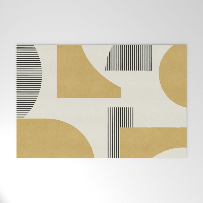 Abstract Lines Composition - Gold Yellow Welcome Mat Gallery Image 1