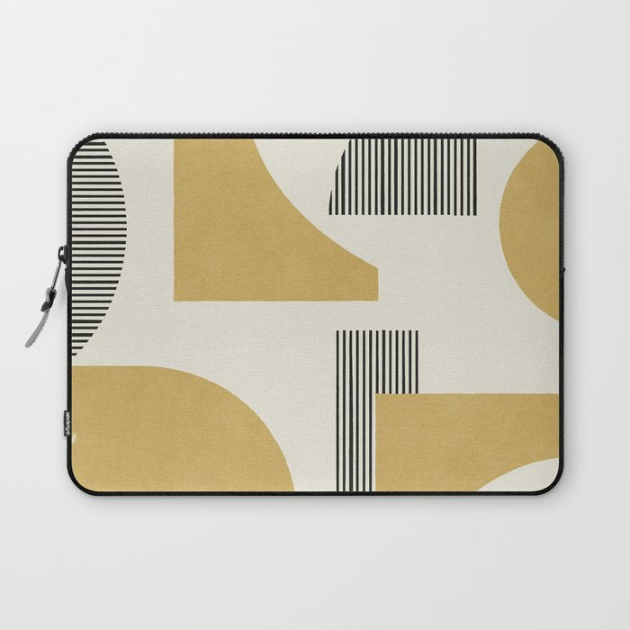 Abstract Lines Composition - Gold Yellow Laptop Sleeve Gallery Image 1