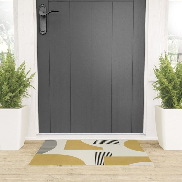 Abstract Lines Composition - Gold Yellow Welcome Mat Gallery Image 3