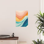 Pink, Yellow, Blue, Watercolor Abstract Sunrise Waves Poster Gallery Image 2