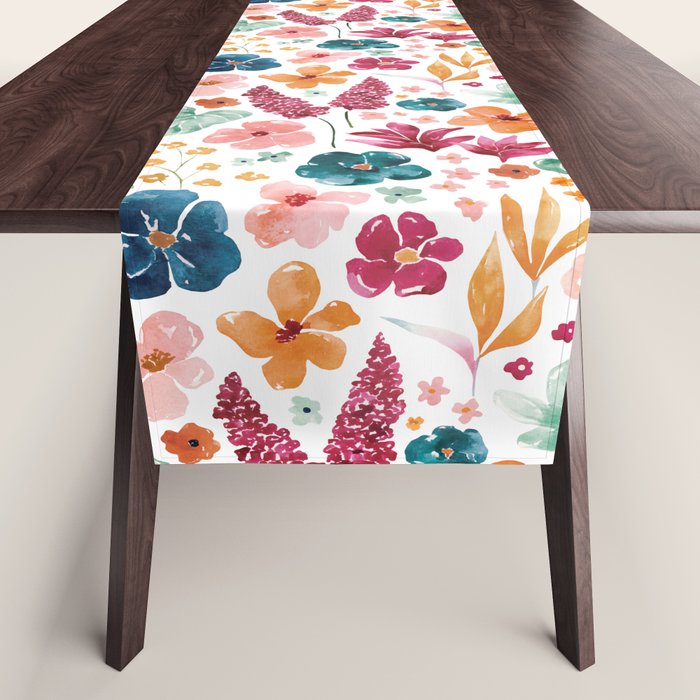 Colorful Tropical Jungle Watercolor Botanical Floral Table Runner Gallery Image 1