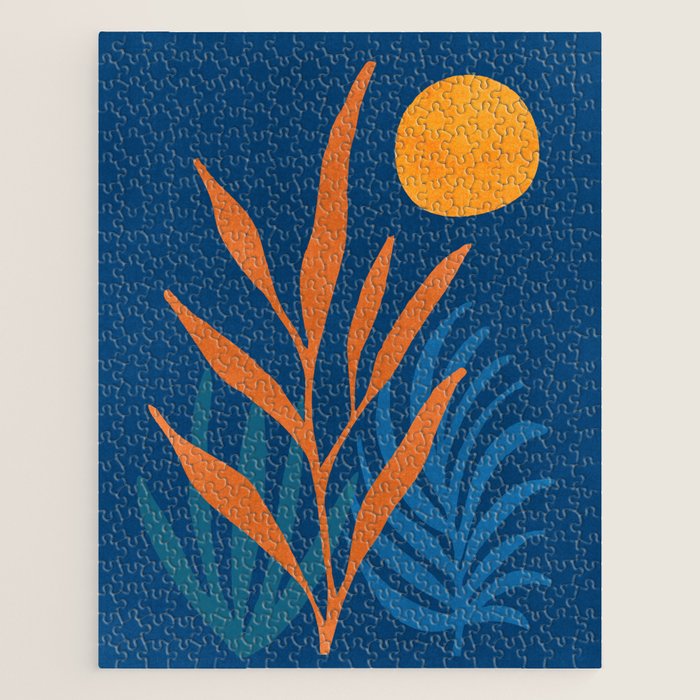 Super Moon Landscape in Blue and Orange Jigsaw Puzzle