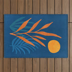 Super Moon Landscape in Blue and Orange Outdoor Rug Gallery Image 1