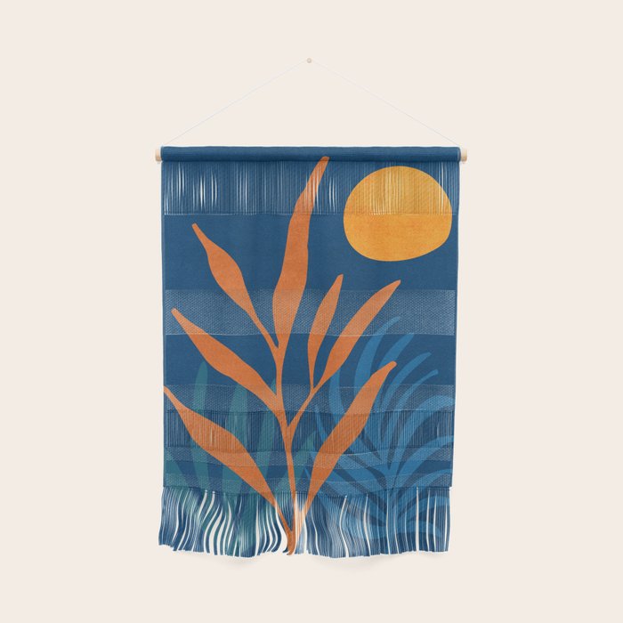 Super Moon Landscape in Blue and Orange Wall Hanging Gallery Image 1