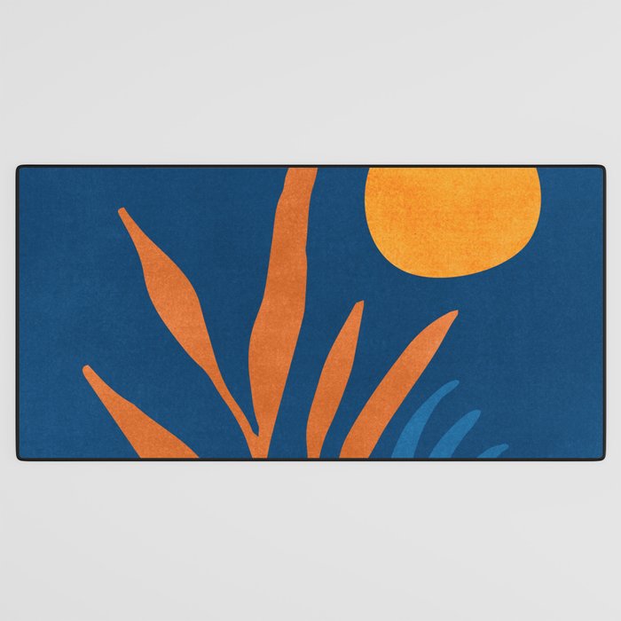 Super Moon Landscape in Blue and Orange Desk Mat Gallery Image 3