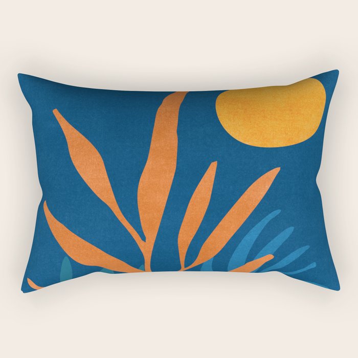 Super Moon Landscape in Blue and Orange Rectangular Pillow Gallery Image 2