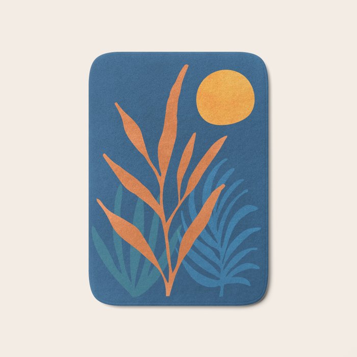 Super Moon Landscape in Blue and Orange Bath Mat Gallery Image 1