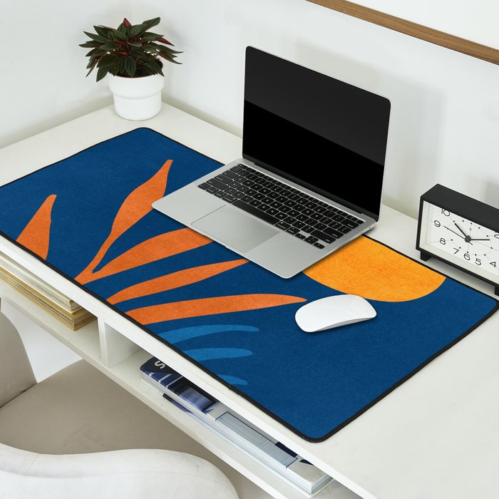 Super Moon Landscape in Blue and Orange Desk Mat Gallery Image 2