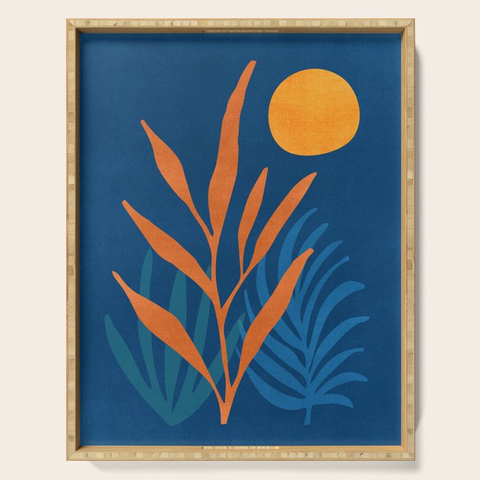 Super Moon Landscape in Blue and Orange Serving Tray Gallery Image 1