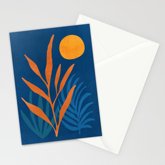 Super Moon Landscape in Blue and Orange Stationery Card Gallery Image 2