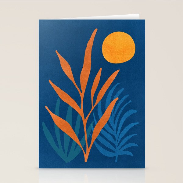 Super Moon Landscape in Blue and Orange Stationery Card Gallery Image 2