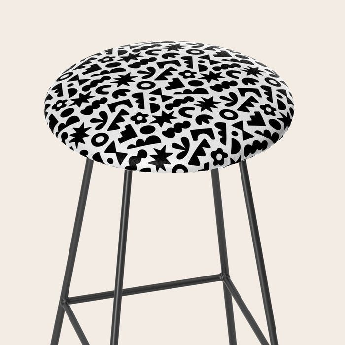 Abstract organic black and white shape pattern Stool Gallery Image 2