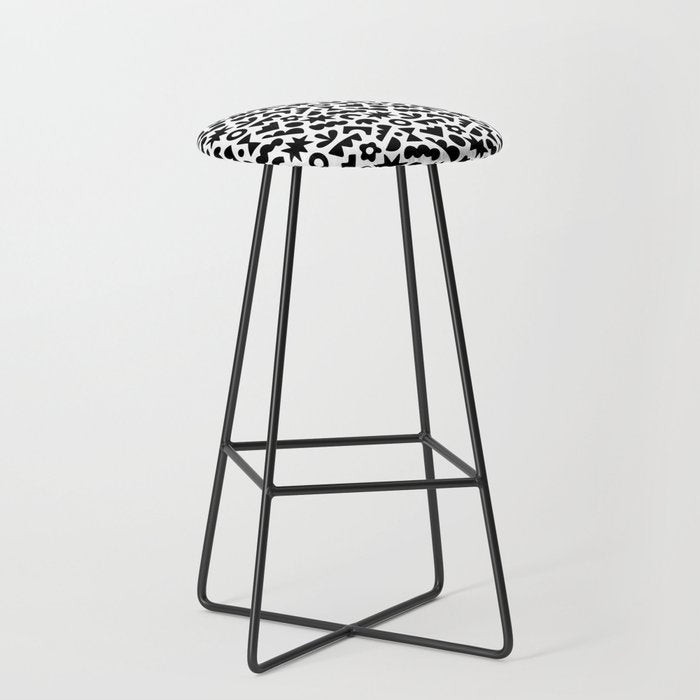 Abstract organic black and white shape pattern Stool Gallery Image 1
