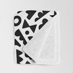 Abstract organic black and white shape pattern Throw Blanket Gallery Image 3