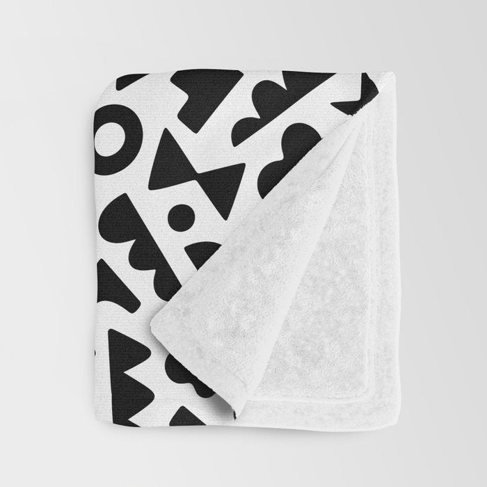 Abstract organic black and white shape pattern Throw Blanket Gallery Image 3
