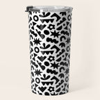 Abstract organic black and white shape pattern Travel Mug Gallery Image 3