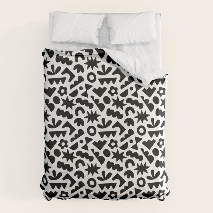 Abstract organic black and white shape pattern Duvet Cover Gallery Image 6