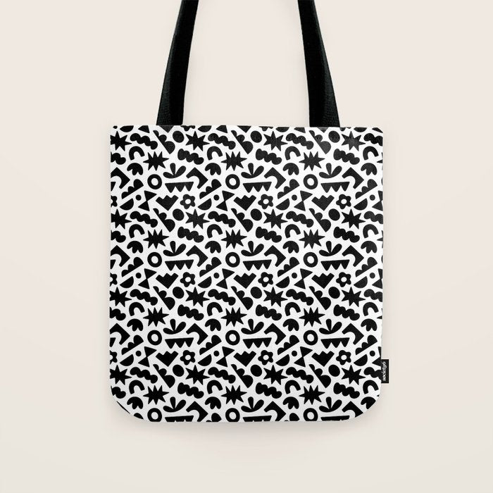 Abstract organic black and white shape pattern Tote Bag Gallery Image 1