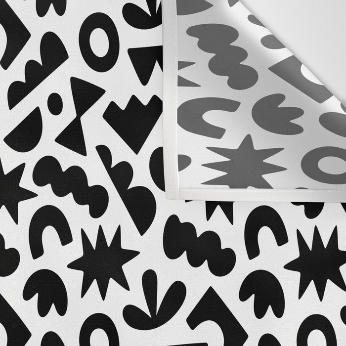 Abstract organic black and white shape pattern Wall Tapestry Gallery Image 3