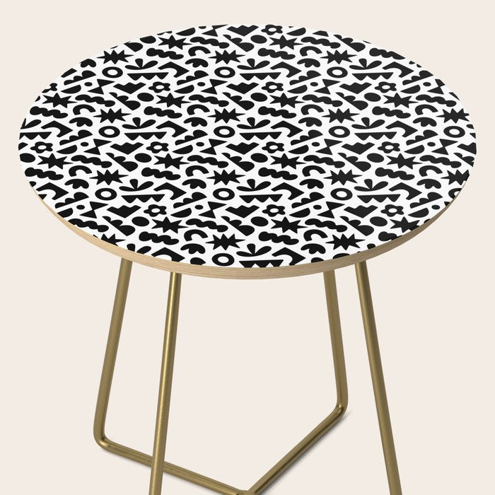 Abstract organic black and white shape pattern Side Table Gallery Image 2