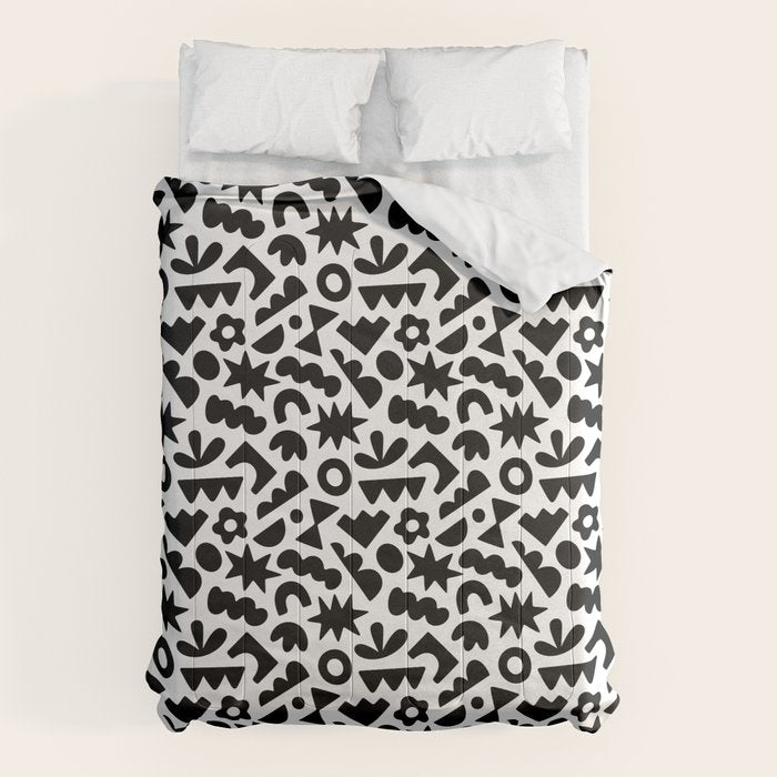 Abstract organic black and white shape pattern Comforter Gallery Image 1