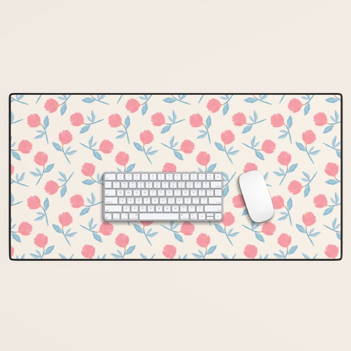 Peony Flower Gouache Illustration  Desk Mat Gallery Image 1