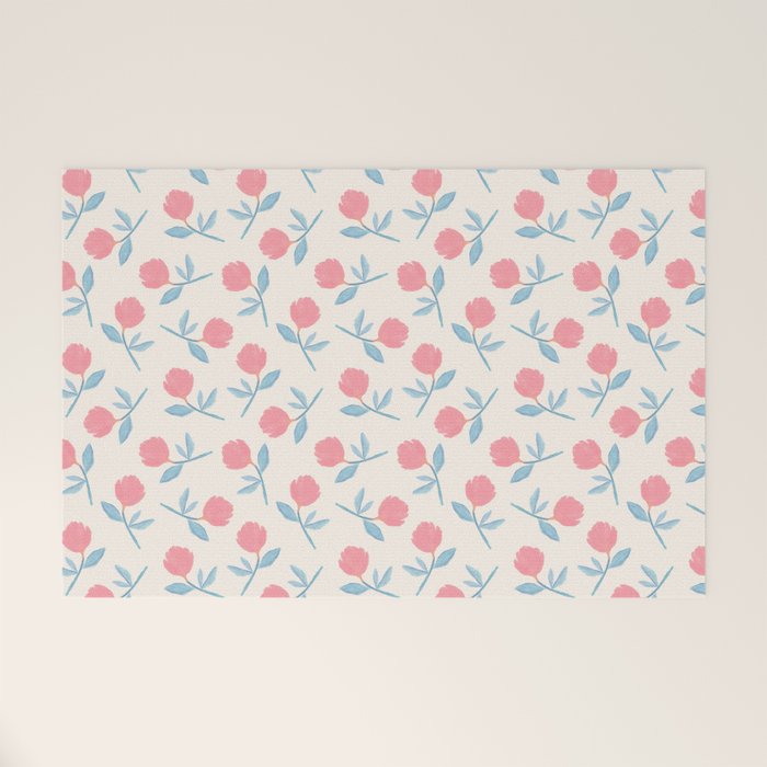 Peony Flower Gouache Illustration  Welcome Mat Gallery Image 1