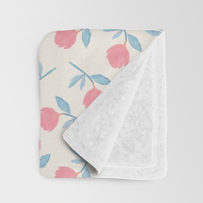 Peony Flower Gouache Illustration  Throw Blanket Gallery Image 3