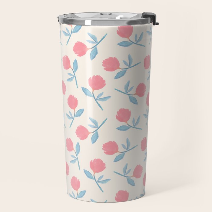 Peony Flower Gouache Illustration  Travel Mug Gallery Image 2