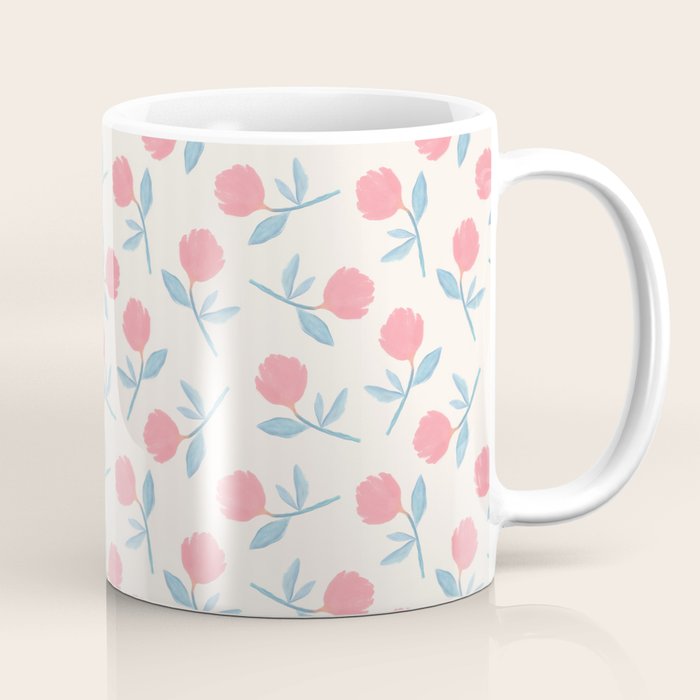 Peony Flower Gouache Illustration  Coffee Mug Gallery Image 1